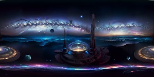 Masterpiece, ultra-high resolution, Starry Night Sky inspiration, VR360, real-life cosmic images. Swirling, vibrant galaxies, shimmering constellations, milky way ribbons. Stylized, Van Gogh-esque brush strokes, dynamic color gradients, vivid contrasts. Immersive VR360 perspective.