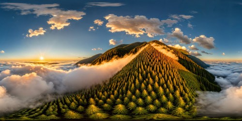 A flawless ultra-high-resolution rendering captures a vibrant marijuana field at golden hour, intricate trichomes glistening in the warm sunlight, showcasing a breathtaking botanical masterpiece in every minute detail.