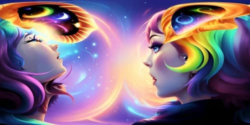 a person with cat face, butterfly wings and fish tail