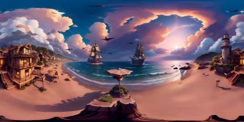 seaside at sunset with avenged sevenfold deathbats flying around