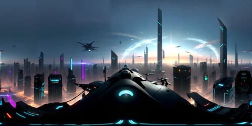 realistic night city sky line view