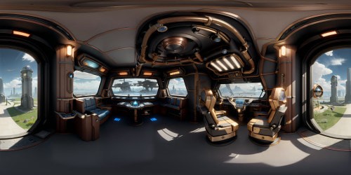 Ultra high-res VR360, 10th Doctor's TARDIS interior, floating console, time rotor pulsating. Masterpiece quality, steampunk homage, copper levers, spinning dials, spherical VR360 perspective. Infinite, space-time matrix view, exposed wires, worn-out seats. Pixar-style refinement, lustrous lighting, depth details.