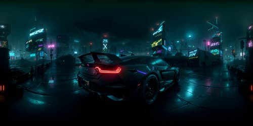 VR360 precision, Blade Runner-inspired cityscape, neon-lit towering structures, rain-glistened avenues. Cyberpunk aesthetics characterized by dark shades, immense detailing, ultra-high-definition VR360 art piece.