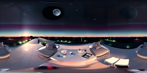 Ultra high-res masterpiece, soothing VR360 lunar landscapes, comfortable sofa as center-piece. Star-studded cosmos, soft lunar light, gentle moon rocks. VR360 view of star-speckled black velvet sky. Surreal art style, millions of stars twinkling.