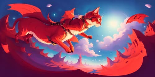 A red cat flying in the air.