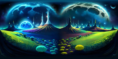 Moon's surface, crater textures, scattered party decorations. Vintage rocket, pixar-style. Earthrise, stardust, Milky Way backdrop. Responsive lighting, ultra high-res VR360. Glowing surfaces, floating confetti, VR360 masterpiece.