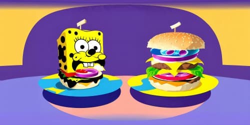 cartoon spongebob cooking burger