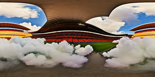 Surrounding you, an immaculate, flawless, ultra high-resolution stadium skybox, perfect for viewing L'OM matches, immersing you in the electrifying atmosphere of the cheering crowd and the game unfolding below with unrivaled clarity.