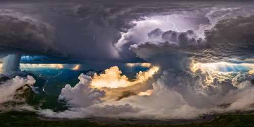 A flawless, high-resolution depiction of a majestic thunderstorm, crackling lightning slicing through dark billowing clouds, cascading sheets of rain unveiling the shimmering landscape beneath, a visual masterpiece captured in ultra-high definition.