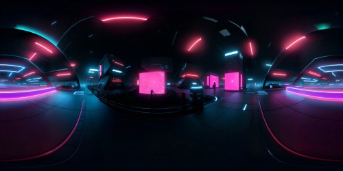 Cyberspace realm, neon grids, streaming data lines, pulsating energy nodes.  Complex code patterns, binary stars, VR360 digital cosmos. Ultra high-res, sleek polygonal structures, floating holographic interfaces. Painterly lighting, masterpiece of digital artistry in a VR360 sphere.