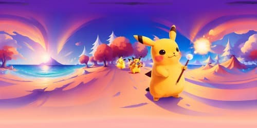 fluffy Pikachu holds a kebab