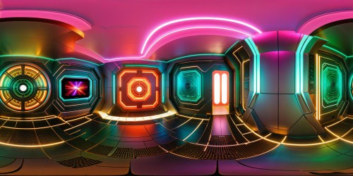 A futuristic cyber room, gleaming with neon lights, holographic displays, sleek metallic surfaces, and intricate circuitry details, rendered in flawless ultra-high resolution, a digital art masterpiece.