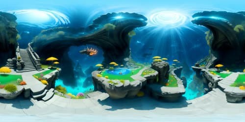 under water with a creepy water dragon in the distance