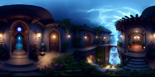 blue bird, red flower