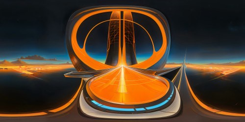 Ideal prompt: Immaculate futuristic spaceship bridge in ultra-resolution VR, glowing neon orange against sleek black, mesmerizing geometric holograms, ethereal lighting reveal an 18K view of space, Earth below, a true technological masterpiece and artistry marvel.