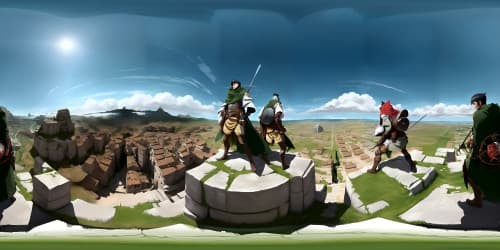 Attack on Titan Soldiers wearing dark green cloak that have a flying wings badge on the back. jkding swords on 2 hands.