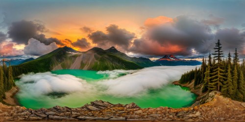 A stunning, flawless mountain lake at sunset, shimmering with breathtaking colors, reflecting the majestic peaks and verdant forests in ultra high resolution, a true masterpiece of nature's perfection.