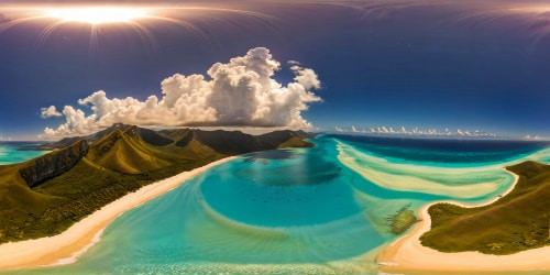 Glistening golden sands stretching endlessly under a brilliant sun, crystal-clear turquoise waters lapping at the shore, a vibrant tropical paradise bathed in flawless colors of paradise at golden hour, a stunning landscape captured in extraordinary detail and resolution.