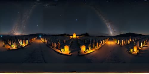 cemetary night meteor shower