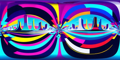 Ultra high-res VR360 view, masterpiece of abstract artistry. Distorted reality, intensely hued, twisted geometries. Splashes of neon colors, stark contrasts. Non-uniform textures, asymmetry, random patterns. Make it Picasso-inspired, bold, audacious strokes. Render it in 8K VR360, unmatched visual clarity.