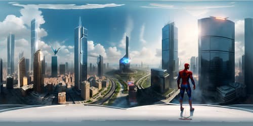 spiderman standing in city