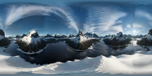 Ultra-high-res VR360, snow-capped peaks, shimmering night sky. Masterpiece frost textures, rugged terrain, ethereal blue hues. Snow-blanketed ranges, icy splendor. Invisible mountain home interior, VR360 spectacle. Majestic atmosphere, highest quality.