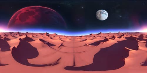 a big red moon in the skys  benith it a planet with mountens blue on the to color skys and a lot of blue little stars