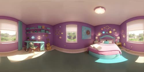 Ultra high-resolution VR360 view, pastel-hued bedroom close quarters. Awe-inspiring, whimsical design, dreamy wall art lavishes the scene. Minimalistic furniture, ethereal floating lanterns, twinkling fairy lights. Masterpiece styled, anime-infused femboy aesthetics. Enriched textures, breathtaking beauty.