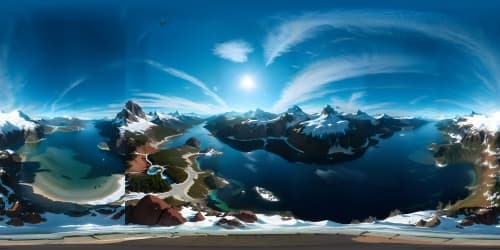 earth is flat, surrounded by giant ice wall, viewed from above at the edge of space, from hot air balloon. photo realisric, hd, 4k. fish eye lens