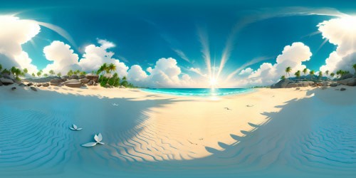 Highly realistic ultra 4K highly detailed Highly realistic ultra 4K highly detailed tropical island beach with palm trees blue ocean with small white waves seashells on beach seagulls flying in sky bright sunny day detailed realistic photo of beach