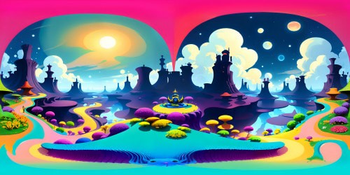 VR360: ultra-high-resolution masterpiece, whimsical monkey chess, intricate chessboard suspended on cloud, playful pieces, fantasy style. VR360: Palette of bright Pixar-style colors, jovial cloud formations, grand sky panorama.