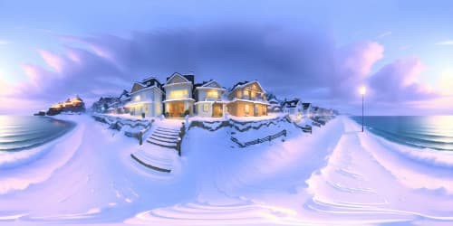 seaside, seaside, seaside, snow falling on the beach