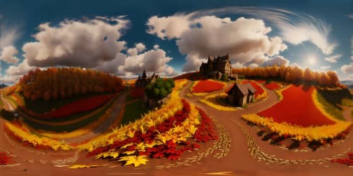 infinite corn field at night autumn leaves on the hillside skyview