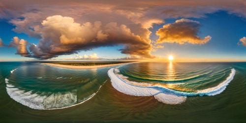 A flawless ultra-high-resolution depiction of stunning brown and blonde highlighted hair, elegantly flowing over a figure on a tranquil beach at sunset, with the sun casting a golden hue over the perfectly calm sea and sandy shore, crafting a masterpiece of serene beauty under a cloudless sky.