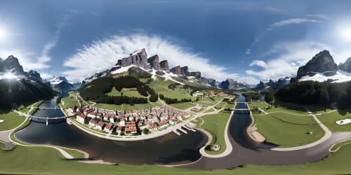 A view in Switzerland with grand snow mountain view . 