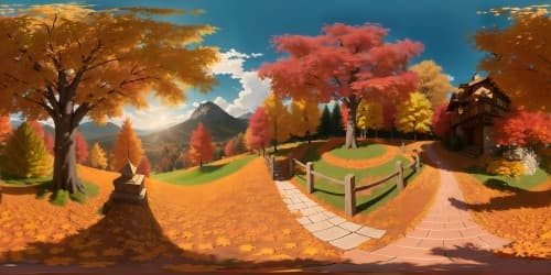 autumn color leaves falling from trees on mountain top