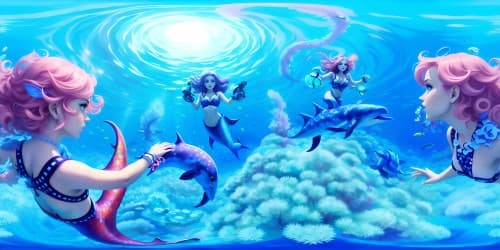 undewater' mermaids swim with dolphins