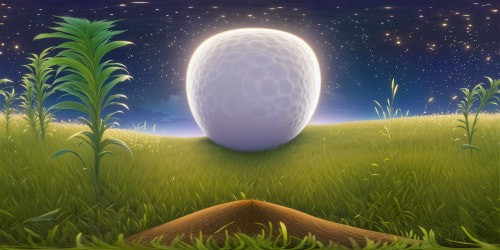 In a flawless, ultra high-res rendering of a vast, lush meadow under a starlit night sky with sparse wispy clouds, the tranquil scene unfolds with dew-kissed grass shimmering under the moonlight, creating a serene and enchanted atmosphere.