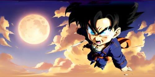 Dragon Ball Goku in his childhood.about 6 years old. black hair. adorable