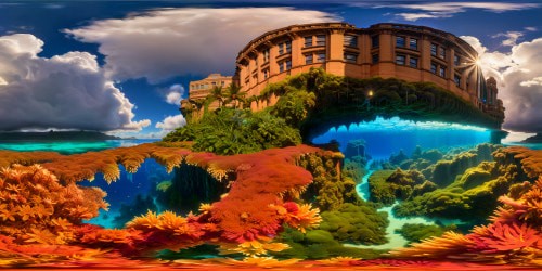 An immersive, extraordinary underwater cityscape brimming with colossal art deco structures, glowing bioluminescent flora, submerged ruins, cascading waterfalls, and swirling aquatic life, illuminated by ethereal light rays piercing through the ocean depths, a meticulous ultra-high-resolution masterpiece.