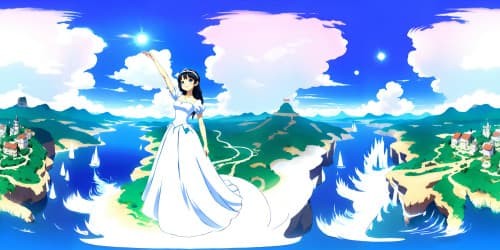 beautiful kingdom queen in white dress smiling and waving to subjects