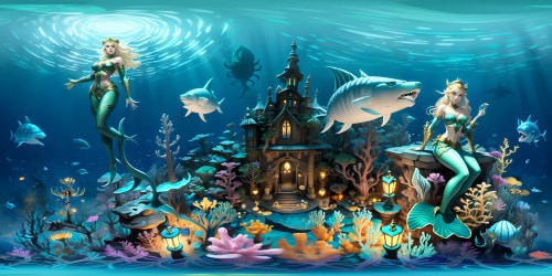 An underwater fantasy with Aquaman mermaids and dangerous sea creatures that glow in the dark