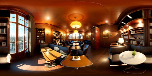 Sitting in an old leather chair surrounded by books in Paris Cafe