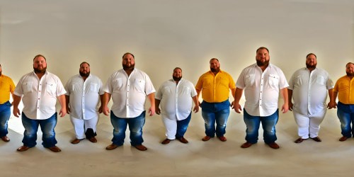 a beautiful fat woman wearing a white button up shirt and jeans, very obese