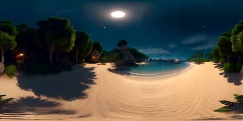 skyview island paradise blue water sandy beach lagoon night full moon lantern lights