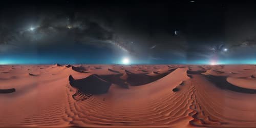 endless barren desert at night with fog and mist