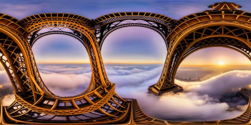 Within the iconic Eiffel Tower's intricate iron lattice, a flawless masterpiece of architectural wonder captured in stunning ultra-high resolution, intricate details revealing the perfect craftsmanship, gleaming metalwork, and mesmerizing views of Paris sprawling below.