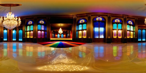 An opulent playroom adorned with extravagant crystal chandeliers, glossy marble floors, vibrant rainbow-hued walls, and plush velvet furnishings, illuminated by cascading sunlight through stained glass windows, an artistic masterpiece captured in flawless, ultra-high resolution.