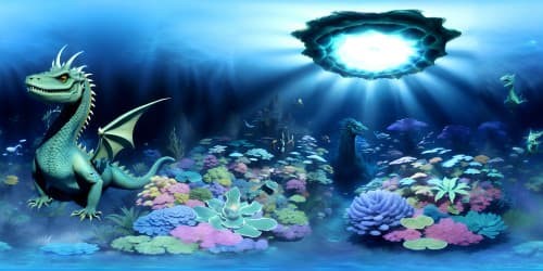 under water with a creepy water dragon in the distance