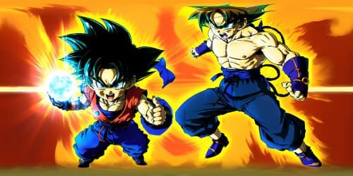 Dragon Ball Goku in his childhood.about 3 years old. black hair. in a simple line, adorable-style. SMILING